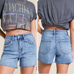 Lovervet by Vervet Rhinestone High Rise Stretch Shorts Festival Glam Concerts